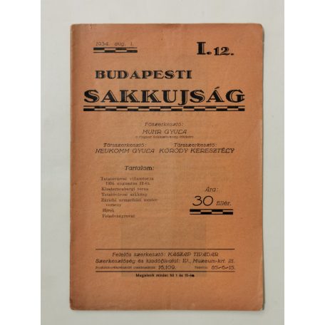 Budapesti Sakkujság I. évf. 12. sz. - 1934. augusztus 1.