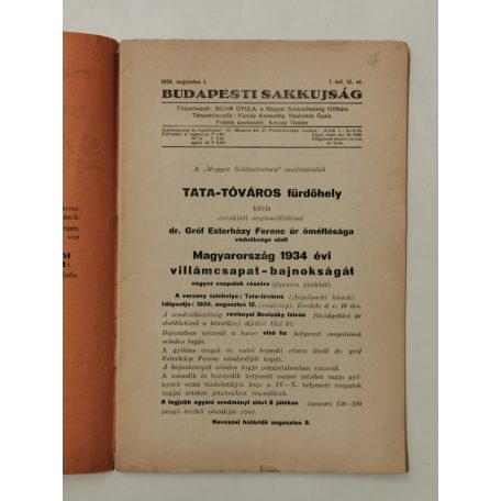 Budapesti Sakkujság I. évf. 12. sz. - 1934. augusztus 1.
