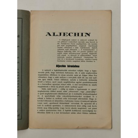 Chalupetzky Ferenc (szerk.): Dr. Aljechin sakkszemlélete