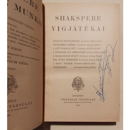 (Shakespeare) Shakspere, (William) minden munkái (1-6. kötet, teljes!)