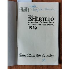   C 352. sz. ismertető fényképezőkészülékek és azok tartozékairól 1929
