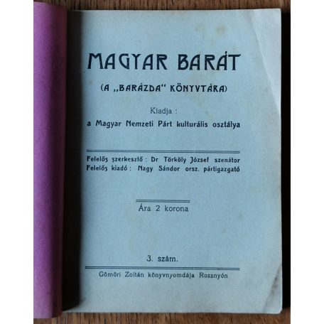 Magyar Barát - A Barázda Könyvtára 3. szám
