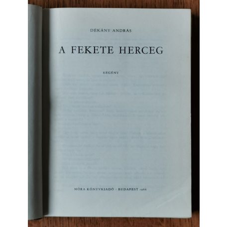 Dékány András: A fekete herceg (1. kiadás)