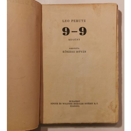 Leo Perutz: 9-9 (Rózsaszín Regények 27.)