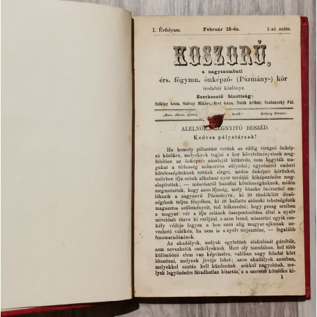 Sziklay Géza-Szávay Miklós (szerk.): Koszorú I. évfolyam 1-10. szám (Nagyszombat, 1869)