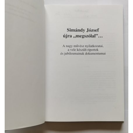 Simándi Péter (szerk.): Simándy József újra "megszólal"  - Dedikált