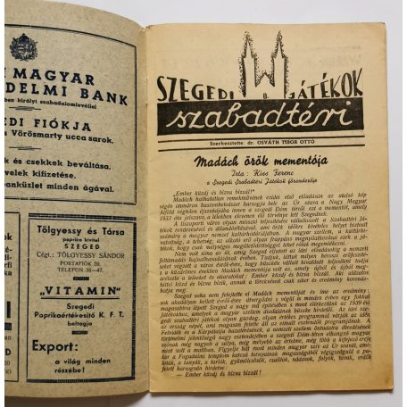 Osváth Tibor Ottó, Dr. (szerk.):  Szegedi Szabadtéri Játékok 1939