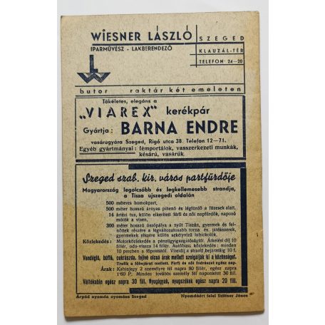 Osváth Tibor Ottó, Dr. (szerk.):  Szegedi Szabadtéri Játékok 1939