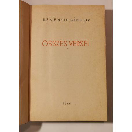 Reményik Sándor összes versei (Révai)