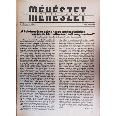 Örösi Pál Zoltán – Szentirmai József: Üzemi és háztáji méhészet 1954. évf. 1–12. szám