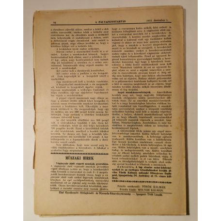 A pályafenntartás - VII. évf. 1935 (5-10. lapszámok)