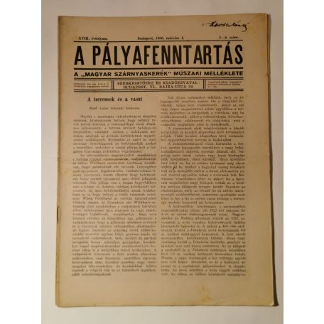 A pályafenntartás - VIII. évf. 1936 (1-4, 7-10. lapszámok)