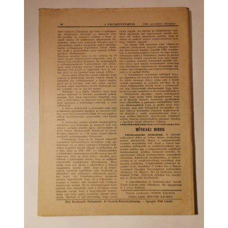 A pályafenntartás - VIII. évf. 1936 (1-4, 7-10. lapszámok)