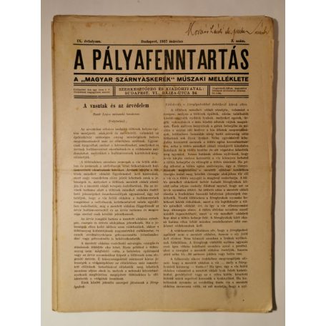 A pályafenntartás - IX. évf. 1937 (3-10. lapszámok)