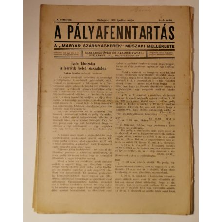 A pályafenntartás - X. évf. 1938 (1-10. lapszámok)