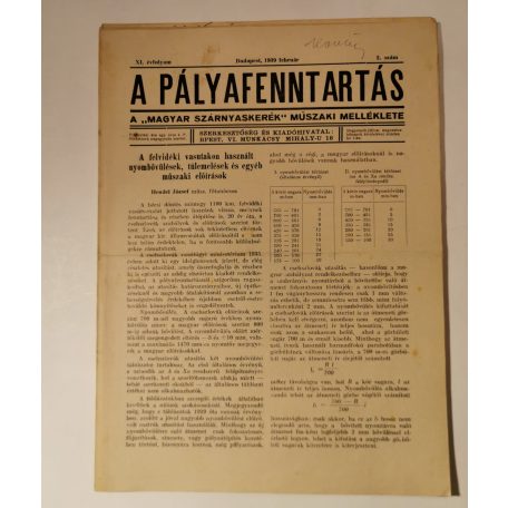 A pályafenntartás - XI. évf. 1939 (teljes)