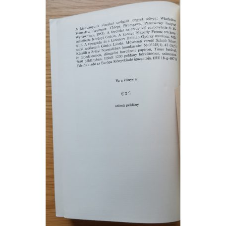 Wladyslaw Stanislaw Reymont: Parasztok (Helikon Klasszikusok - Számozott!)