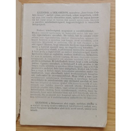 Boccaccio: Dekameron vagy szerelemre csábító könyv I.