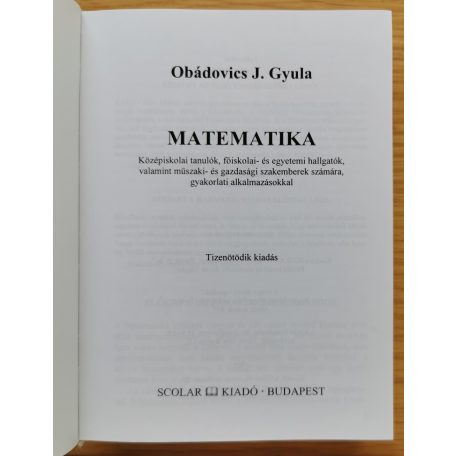 Obádovics J. Gyula: Felsőbb matematika