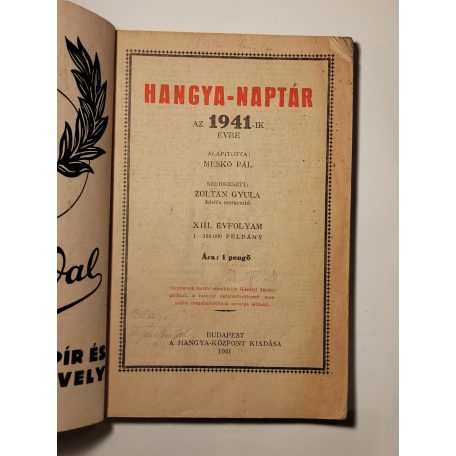 Hangya-naptár 1941