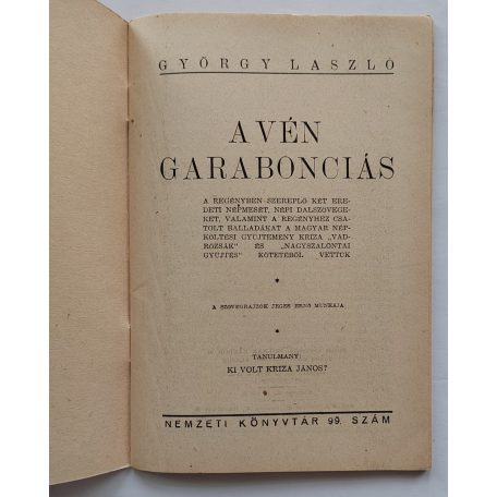 György László: A vén garabonciás Nemzeti könyvtár. V. évf. 99. sz.