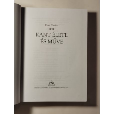 Ernst Cassirer: Kant élete és műve