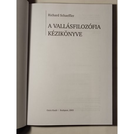 Richard Schaeffler: A vallásfilozófia kézikönyve
