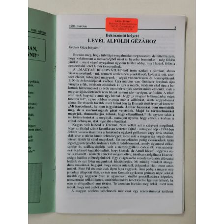 Magyar Rezervátum I. évf. 1. sz. 1996. március