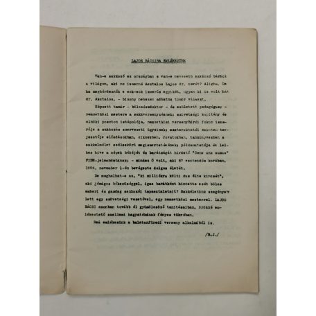 Dr. Asztalos Lajos emlékverseny - Balatonfüred 1958. június 14-28