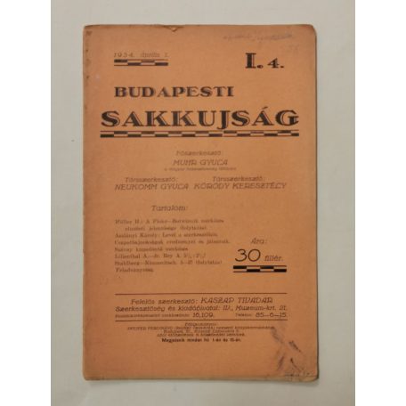 Budapesti Sakkujság I. évf. 4. sz. - 1934. április 1.