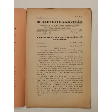 Budapesti Sakkujság I. évf. 4. sz. - 1934. április 1.