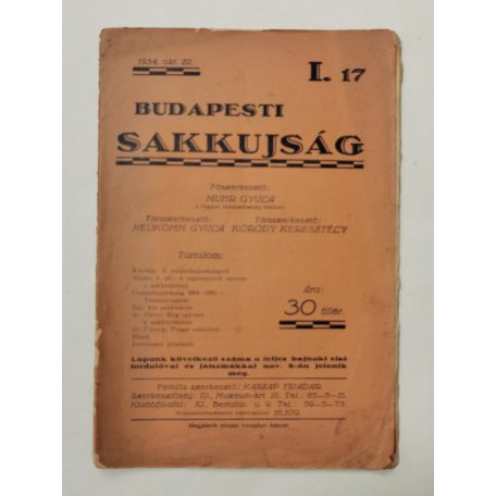 Budapesti Sakkujság I. évf. 17. sz. - 1934. október 22.