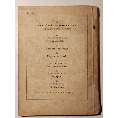 Kara János: Az első siker (Rendőrség Kiskönyvtára 1958 6. sz.)