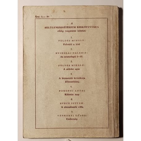 Várkonyi Endre: Emberség (Belügyminisztérium Kiskönyvtára 1960 7. sz.)