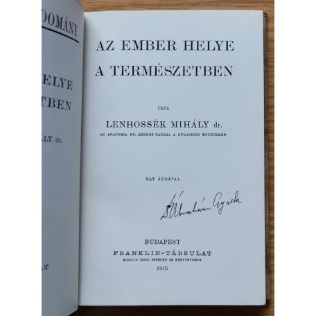 Lenhossék Mihály Dr.: Az ember helye a természetben 