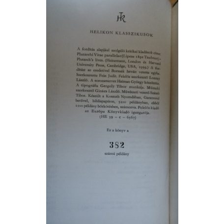 Plutarkhosz: Párhuzamos életrajzok (Bibliofil sorszámozott bőrkötés!)