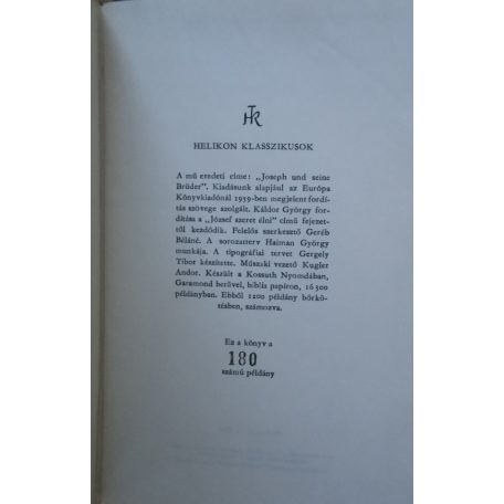 Thomas Mann: József és testvérei (Bibliofil sorszámozott bőrkötés!)