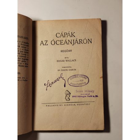 Edgar Wallace: Cápák az óceánjárón (Olcsó Wallace)