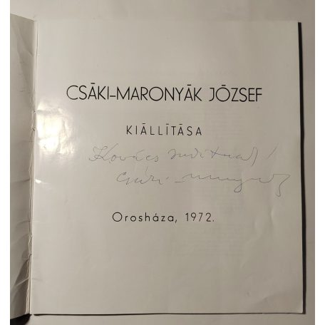 Csáki-Maronyák József kiállítása (Dedikált)