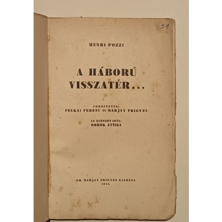 Henri Pozzi: A háború visszatér... (1935)