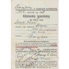 Erdőőri-vadöri egészségi alkalmassági vizsgálat orvosi bizonyítványa. 1924. Sövényháza