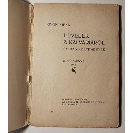 Gyóni Géza: Levelek a Kálváriáról és más költemények