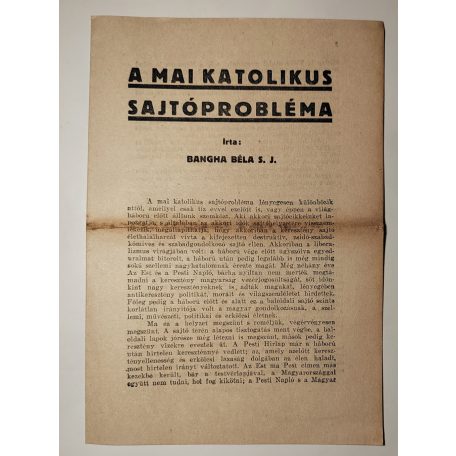 Bangha Béla: A mai katolikus sajtóprobléma