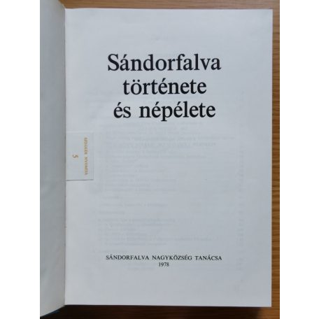Juhász Antal, Dr: Sándorfalva története és népélete