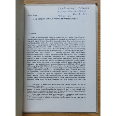 Kristó Gyula: A 10. századi Erdély politikai történetéhez (Dedikált!)