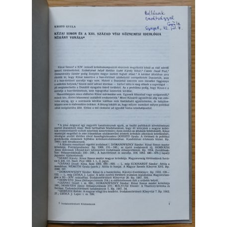 Kristó Gyula: Kézai Simon és a XIII. század végi köznemesi ideológia néhány vonása (Dedikált!)