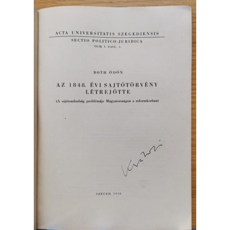 Both Ödön: Az 1848. évi sajtótörvény létrejötte