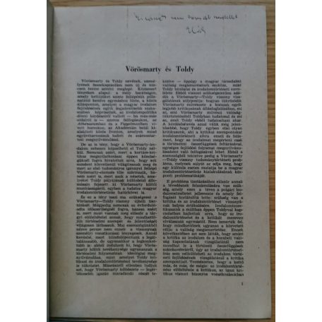 Halász Előd: Vörösmarty és Toldy (Dedikált!)