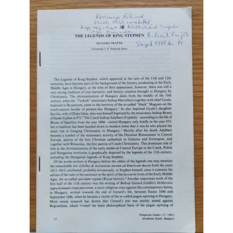 Richard Prazák: The Legends of King Stephen (Dedikált!)