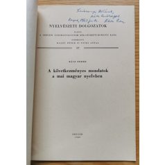   Rácz Endre: A következményes mondatok a mai magyar nyelvben (Dedikált!)